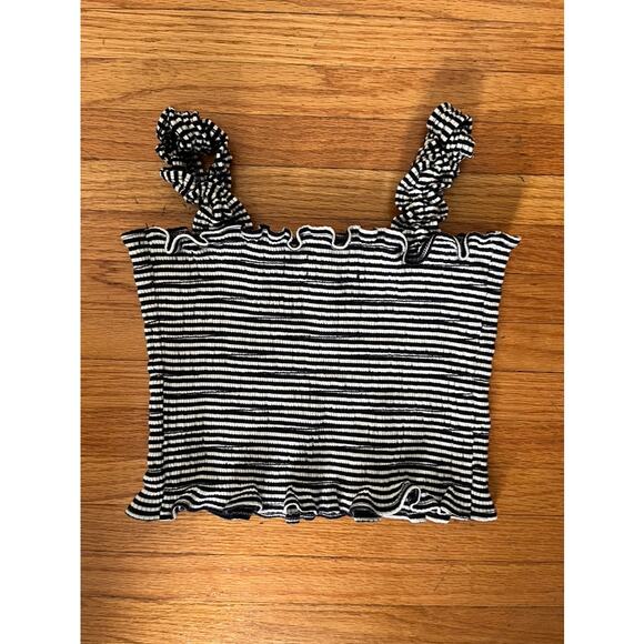 Reformation Tops - Reformation Striped Ruched Cropped Tank
